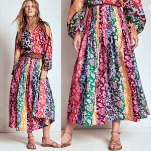 NEW Boden Valentina Poplin Fit and Flare Floral Print Midi Skirt Red Size: 4